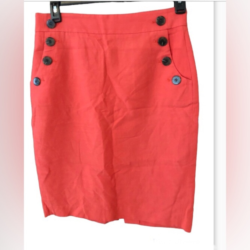 LOFT fully lined skirt, Sherbert Rayon, Button pocket trim, 23”, 8